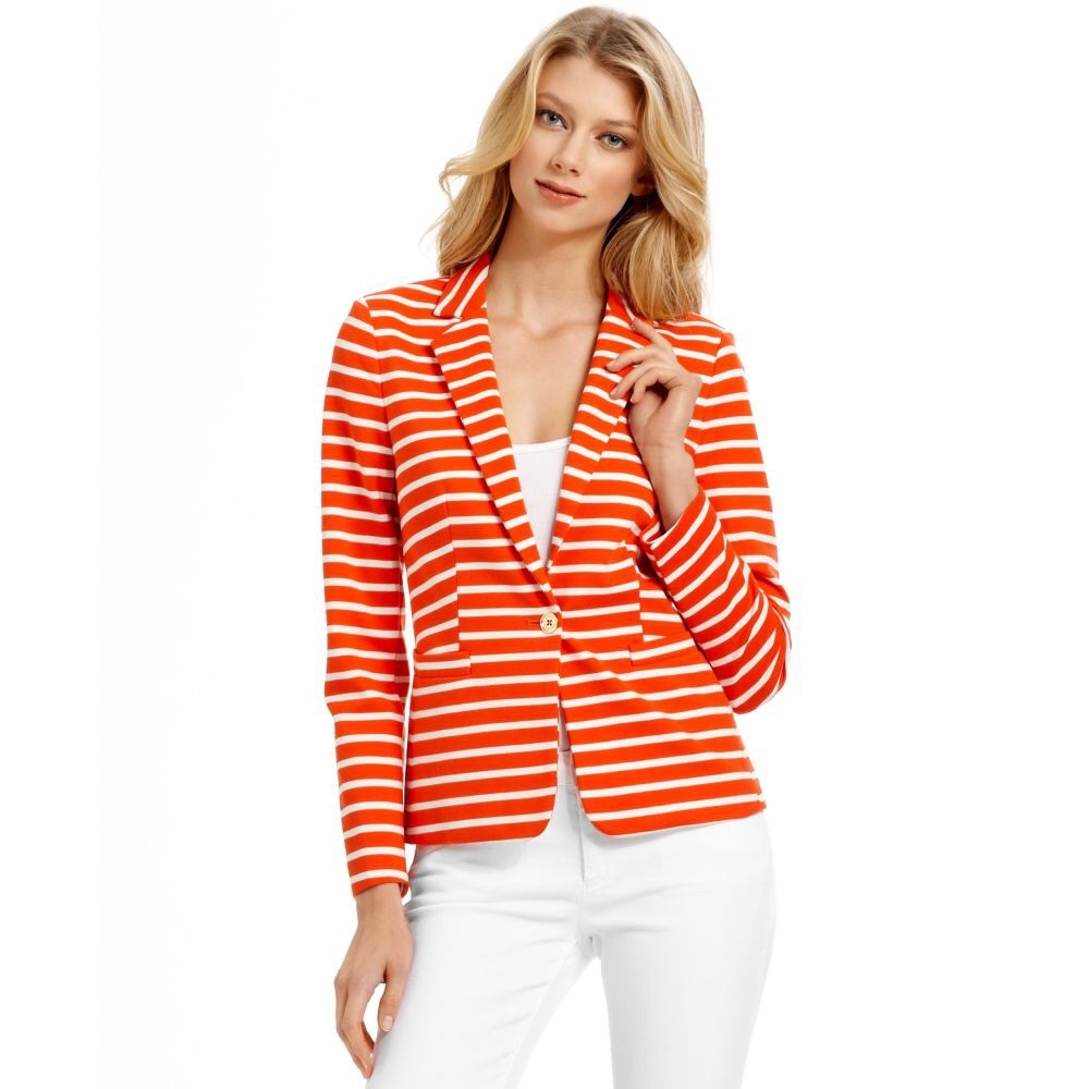 Orange Striped Michael Kors Blazer